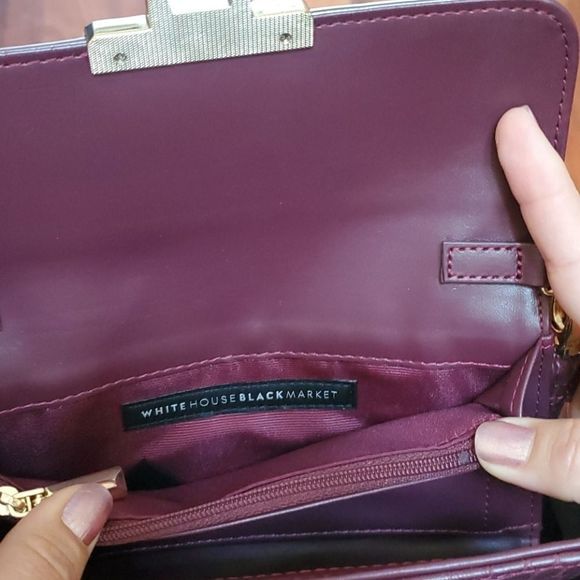 NWOT WHBM Burgundy Leather Crossbody Purse Wallet - Picture 7 of 7